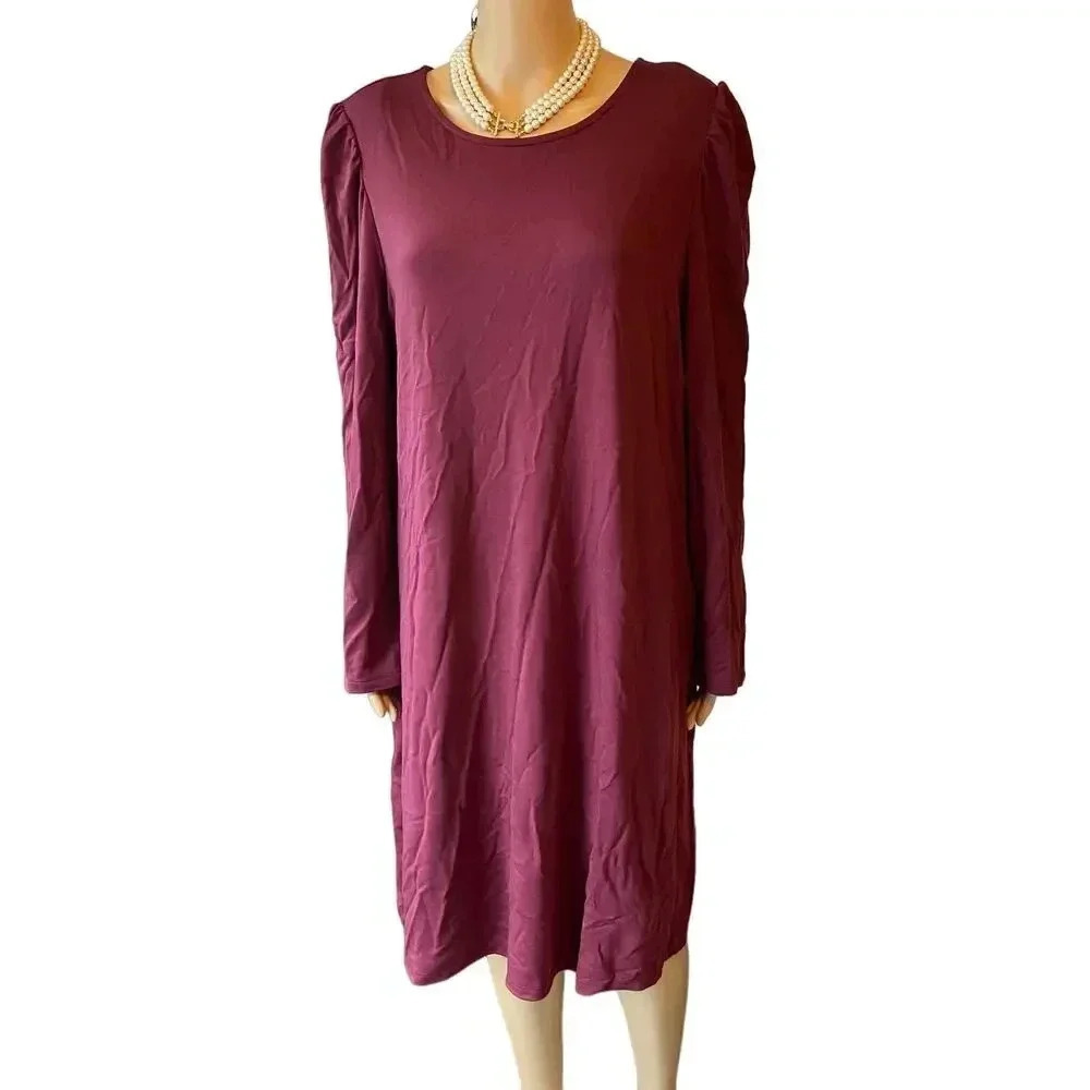 NWT Old Navy casual Beach Summer Red Midi dress woman Sz XL Stretch Long sleeve